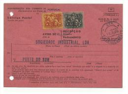 PORTUGAl - Postal Aviso Recepção -  Rara Dupla Impressão  Selo 10 Ctvs. - Lettres & Documents