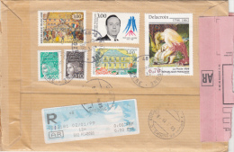 ANGELS, DOVE, VERSAILLES PALACE, ABBEY,, PAINTINGS, MICHEL DEBRE, WOMAN, STAMPS ON REGISTERED COVER, 1999, FRANCE - Brieven En Documenten