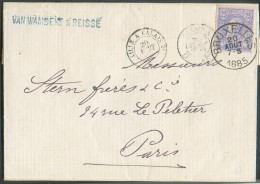 N°48 - 25 Centimes Bleu Sur Rose, Obl. Sc BRUXELLES (type Avec Grands Caractères) Sur Lettre Du 20 Août 1885 Vers Paris - 1884-1891 Leopold II