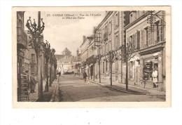 CPA :58 - Nièvre : Cosne Cours Sur Loire : Rue Du 14 Juillet Et Hôtel Des Postes : Immeubles - Magasins  - Clocher - Cosne Cours Sur Loire