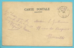 Kaart Met Stempel HINGENE  Op 20/08/1914 (Offensief W.O.I) - Zona Non Occupata