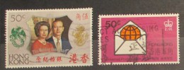 Hong Kong 1972 25 Wedding Anniversary 50 C And 1974 Universal Postal Union 50c - Oblitérés