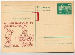 DDR P79-23-81 C156 Postkarte Zudruck FEHLDRUCK  Olympischer Tag Berlin 1981 - Privé Postkaarten - Ongebruikt