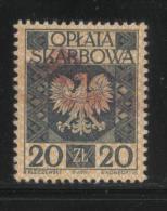 POLAND GENERAL DUTY REVENUE (OPLATA SKARBOWA) 1960 ENGRAVED EAGLE ON SHIELD WITH IMPRINT 20ZL SLATE BLUE USED BF#192 - Fiscales