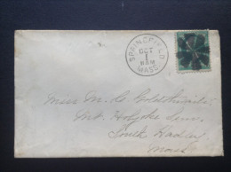 George Washington 3 Cents Issue On Cover, Circa 1870s. Springfield, MA. Cancel - ...-1900