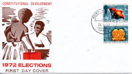 PAPOUASIE-NOUVELLE GUINEE. N°213-4 Sur Enveloppe 1er Jour (FDC) De 1972. Drapeau/Armoiries. - Omslagen