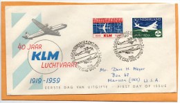 Netherlands 1959 Air Mail Cover To USA - Poste Aérienne