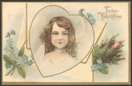 VALENTINE DAY HEART LITHO OLD EMBOSSED POSTCARD 1909 - Valentine's Day