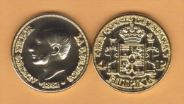 PHILIPPINES  (Spanish Colony-King Alfonso XII) 4 PESOS  1.881  ORO/GOLD  KM#151  SC/UNC  T-DL-10.10.709 COPY  Belg. - Philippinen