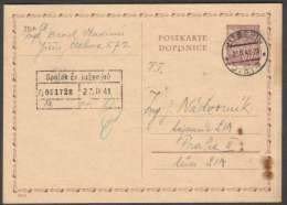 BuM0716 - Böhmen Und Mähren (1941) Jitschin - Jicin (card - Stamp: Lime Leaf) Tariff: 60h - Cartas & Documentos