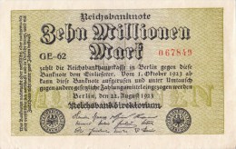 Allemagne - B850 - Billet Uniface - 10 Millionen  Mark (Type, Nature, Valeur,  état... Voir Scan) - 10 Miljoen Mark