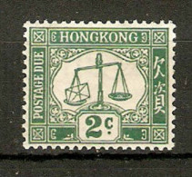 HONG KONG 1928 2c POSTAGE DUE SG D2a  WATERMARK SIDEWAYS LIGHTLY MOUNTED MINT  Cat £11 - Timbres-taxe