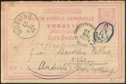 TURKEY - OTTOMAN POSTAL REPLY CARD - Mi. P17F - To DOBLIN GERMANY - 1891 - Briefe U. Dokumente