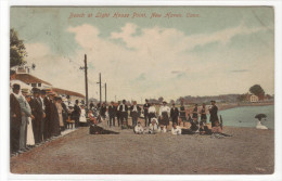 Beach Crowd Light House Point New Haven Connecticut 1909 Postcard - New Haven