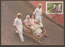 Portugal Madère 1984 Panier Transport Typique De Madère Carte Maximum Madeira Basket Typical Transportation Maxicard - Tarjetas – Máximo