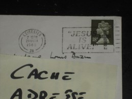 LETTRE GRANDE BRETAGNE GREAT BRITAIN AVEC YT 1141 - ELIZABETH II TYPE MACHIN - FLAMME LEICESTER JESUS IS ALIVE - CROIX - - Cartas & Documentos