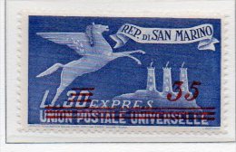 1947 S. Marino - Espresso N.18 Sovrast.  35 Su 30 Nuovo MLH* - Eilpost