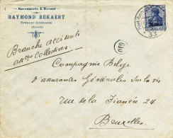 611/21 - Lettre TP Germania Annulé Censure Etapes 33 En 1917 - Censure Bancaire GENT - Entete Banque De COURTRAI - OC26/37 Staging Zone