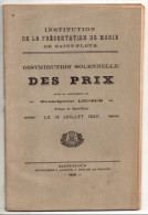 Saint-Flour, Institution De La Présentation De Marie, Distribution Des Prix 13 Juillet 1920, Mgr Lecoeur, évêque - Auvergne