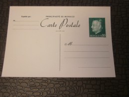 Principauté De Monaco Entiers Postaux Carte Postale à L'effigie Du Prince Rainier De Monaco Neuf** - Interi Postali