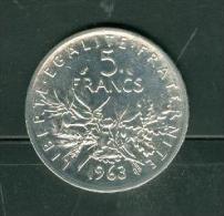 Piece 5 Francs Argent Silver Année 1963  - Pic1301 - 5 Francs