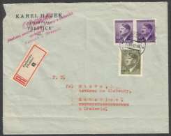 BuM0963 - Böhmen Und Mähren (1943) Pschestitz - Prestice / Katowitz - Katovice (R-letter) Tariff: 4,20K (stamp: A.Hitler - Cartas & Documentos