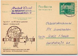 DDR P79-34-82 C204-a Postkarte PRIVATER ZUDRUCK Sputnik1/Saljut 6  Dresden Gelaufen 1983 - Privatpostkarten - Gebraucht