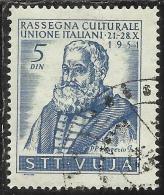 TRIESTE B 1951 FESTIVAL 5 DIN TIMBRATO USED YUGOSLAVIA OVERPRINT SOPRASTAMPATO JUGOSLAVIA - Used