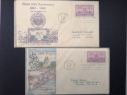 US 1940 FDCs (x2) - Idaho, 50th Years Of Statehood 1890-1940 - 1851-1940