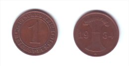 Germany 1 Reichsfennig 1934 A - 1 Rentenpfennig & 1 Reichspfennig