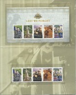 Lest We Forget Strip Of 5 & Mini Sheet In Presentation Pack Complete MUH From Post Office - Presentation Packs