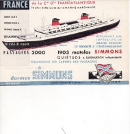 Paquebot France  Buvard  Matelat Simmons - Transport