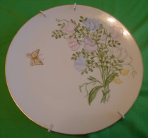 Vintage Sweden ? Scandinavia S HULTGREN Hand Painted PLAQUE Plate Flowers Flora Butterfly Rare - Sonstige & Ohne Zuordnung