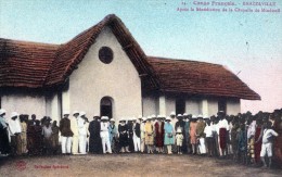 CONGO FRANCAIS - BRAZZAVILLE - APRES LA BENEDICTION DE LA CHAPELLE DE MINDOULI - SUPERBE CARTE - EN COULEUR - TRES  ANIM - Brazzaville