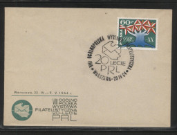 POLAND 1964 20TH ANNIV PRL POLISH PEOPLE´S REPUBLIC VIII NATIONAL PHILATELIC EXPO WARSZAWA COMM COVER - Covers & Documents