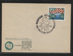 POLAND 1964 20TH ANNIV PRL POLISH PEOPLE´S REPUBLIC VIII NATIONAL PHILATELIC EXPO WARSZAWA COMM COVER - Lettres & Documents