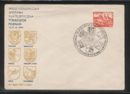 POLAND 1966 POLISH MILLENARY POZNAN PHILATELIC EXPO COMM COVER TOWN CRESTS - Cartas & Documentos