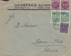 Germany Deutsches Reich GEBRÜDER SCHMID, MÜNCHEN Cover Brief To DAVOS-PLATZ Schweiz Infla Stamps (2 Scans) - Sonstige & Ohne Zuordnung
