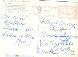 EXCELSIOR PALACE HOTEL, LIDO VENEZIA, TIMBRO ROSSO £.25, SU CARTOLINA,  1969, VENEZIA CHIESA  S. MARIA  SALUTE - Hotels, Restaurants & Cafés