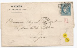 - Lettre - LOIRE - ST CHAMOND - GC.3540 S/TPND Emission De Bordeaux N°46BType III Rpt 2 + Càd T.16 - 1871 - 1870 Ausgabe Bordeaux