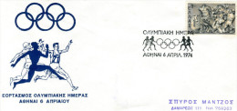 Greece- Greek Commemorative Cover W/ "Olympic Day Celebration" [Athens 6.4.1974] Postmark - Postal Logo & Postmarks