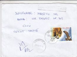 COMMON BUZZARD, STAMPS ON REGISTERED COVER, 2011, ROMANIA - Brieven En Documenten