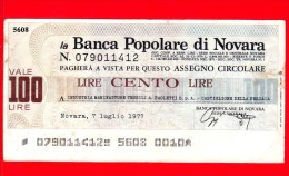 MINIASSEGNI - BANCA POPOLARE DI NOVARA - Usato - BPNO.036 - [10] Scheck Und Mini-Scheck