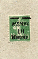 MEMEL : Type "Semeuse Fond Plein" De France, Surchargé "MEMEL" Et Double Surcharge Pfennig Et Mark Par Dessus - Neufs