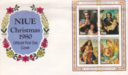 Niue 1980 Christmas Mini Sheet FDC - Niue