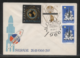 POLAND 1966 SIERADZ KOSMOS COSMOS SPACE PHILATELIC EXPO COMM COVER ROCKET ROCKETS TOWN CREST CINDERELLA PLANET SATURN - Cartas & Documentos