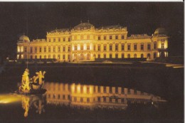 CPA VIENNA- BELVEDERE PALACE BY NIGHT, FOUNTAIN - Belvédère