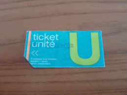 Ticket De Bus BIBUS "ticket Unité U" Edition 2010 BREST(29) - Europe