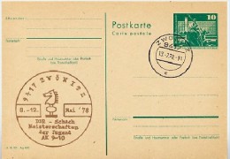 DDR P79-8b-78 C59-b Postkarte PRIVATER ZUDRUCK Hellbraun Schach Zwönitz Stpl. 1978 - Privatpostkarten - Gebraucht