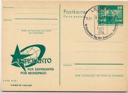DDR P79-4c-80 C105-a Postkarte PRIVATER ZUDRUCK Esperanto Sost. BRUNO APITZ 1980 - Cartes Postales Privées - Oblitérées